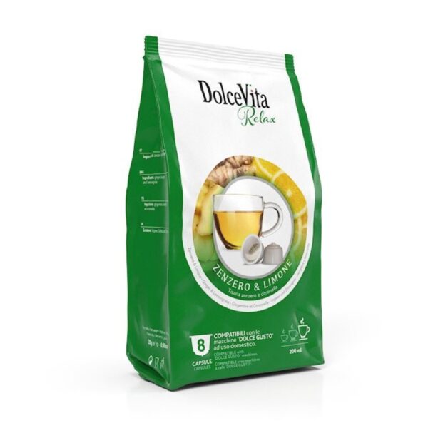 DolceVita Zenzero, Limone, Citronella 8 Capsule compatibili Dolce Gusto