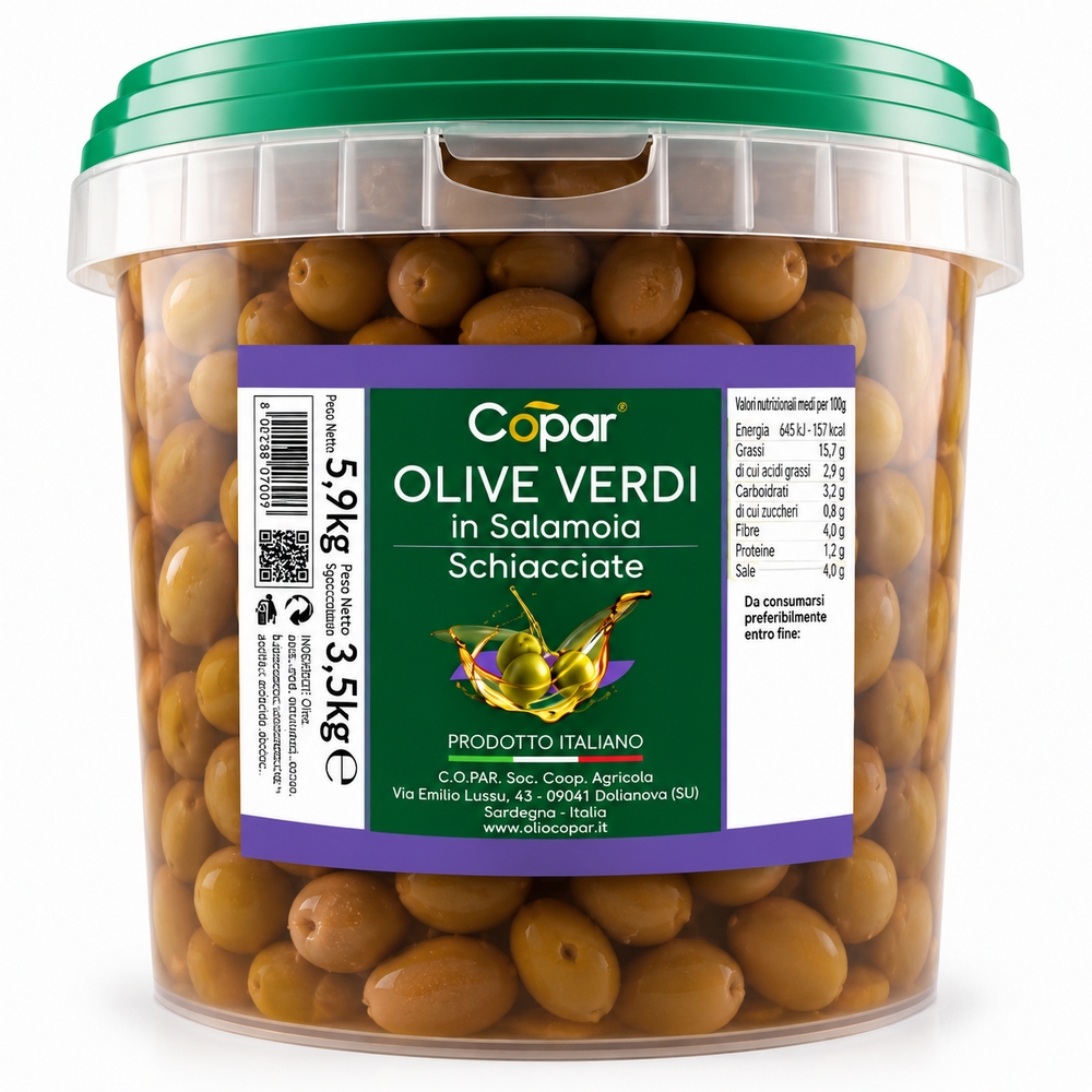 Copar Olive Schiacciate – 1 Secchiello da 3,5 Kg