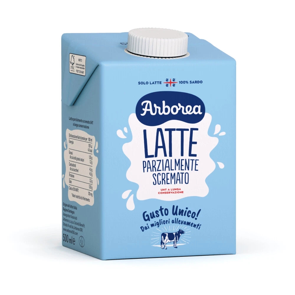 Arborea Latte Parzialmente Scremato UHT 50 cl – Box da 10 Confezioni