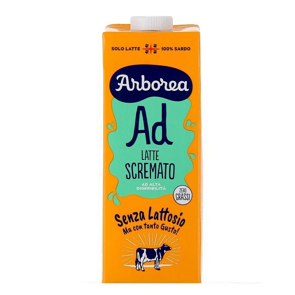 Arborea AD Latte Scremato UHT Senza Lattosio Zero Grassi 1 L – Box da 10 Confezioni